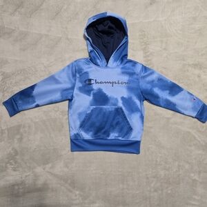 Champion Kids Blue Hoodie Size 5/6 Unisex Blue Ty Dye EUC